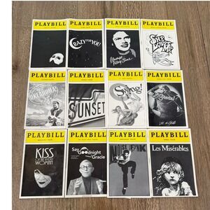 Lot of 12 Broadway Playbills Les Miserables Phantom of the Opera Grease Oklahoma